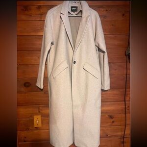 ONLY Long Single-Button Trench Coat in Light Beige